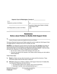 Form FL Modify500 &quot;Summons: Notice About Petition to Modify Child Support Order&quot; - Washington
