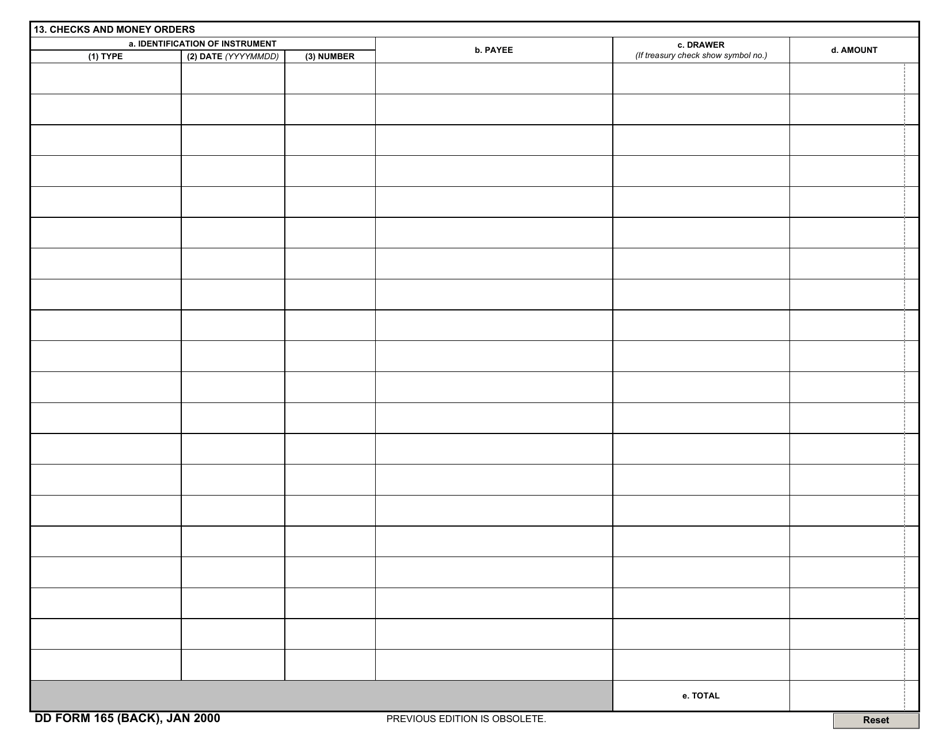 DD Form 165 - Fill Out, Sign Online and Download Fillable PDF ...