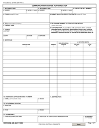 Document preview: DD Form 428 Communication Service Authorization