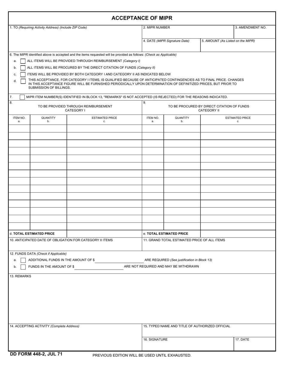 Dd Form 448 2 Fill Out Sign Online And Download Fillable Pdf