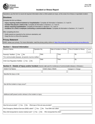 Form 7239 Incident or Illness Report - Texas