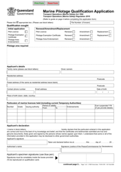 Form F1974 &quot;Marine Pilotage Qualification Application&quot; - Queensland, Australia