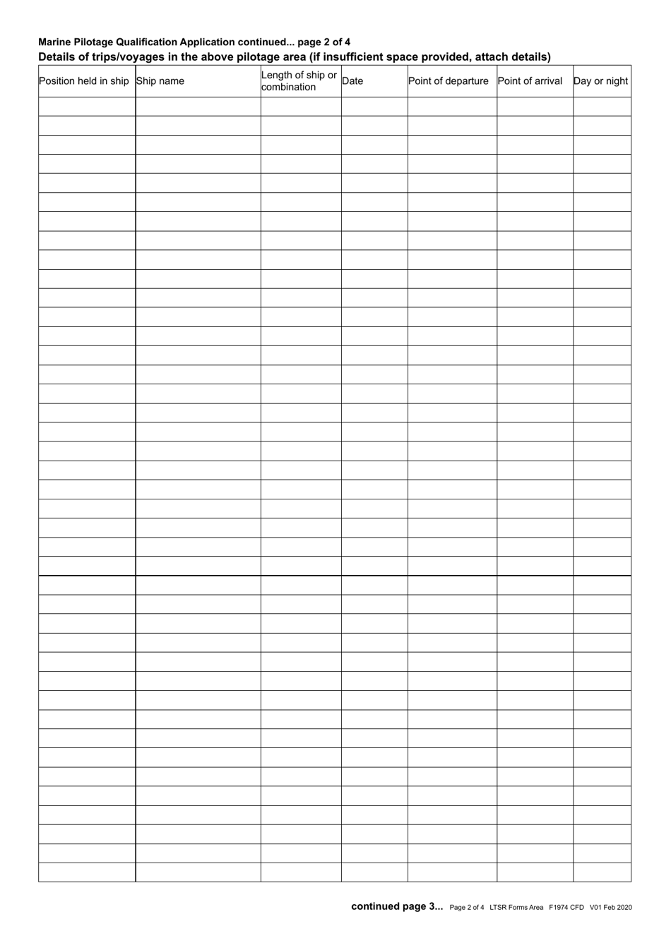 Form F1974 Marine Pilotage Qualification Application - Queensland, Australia, Page 2