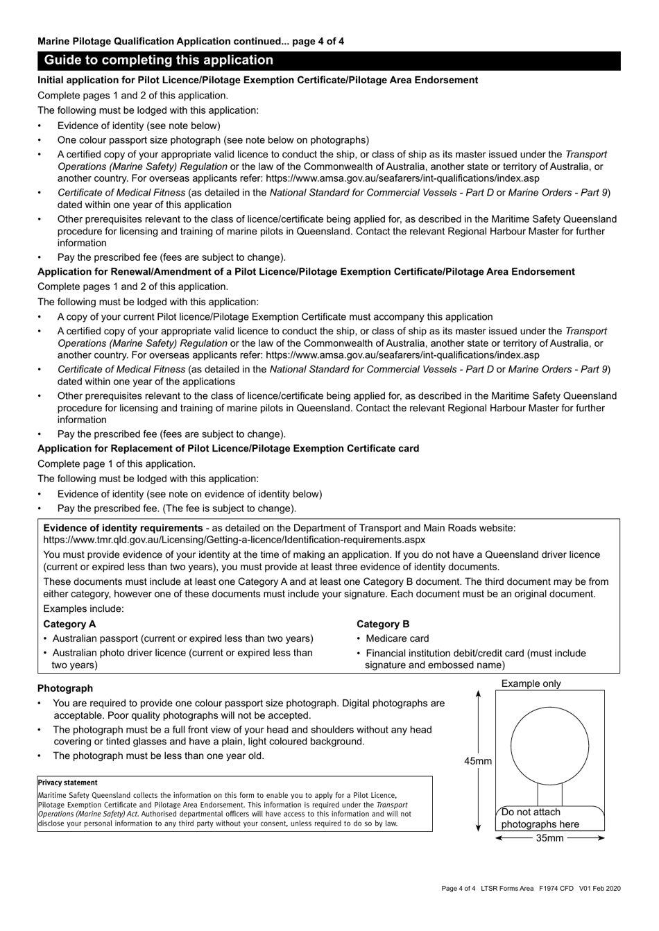 Form F1974 Marine Pilotage Qualification Application - Queensland, Australia, Page 4