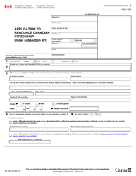 Document preview: Form CIT0302 Application to Renounce Canadian Citizenship Under Subsection 9(1) - Canada