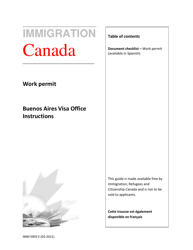 Document preview: Form IMM5903 Application for a Work Permit - Checklist - Buenos Aires - Canada (English/Spanish)