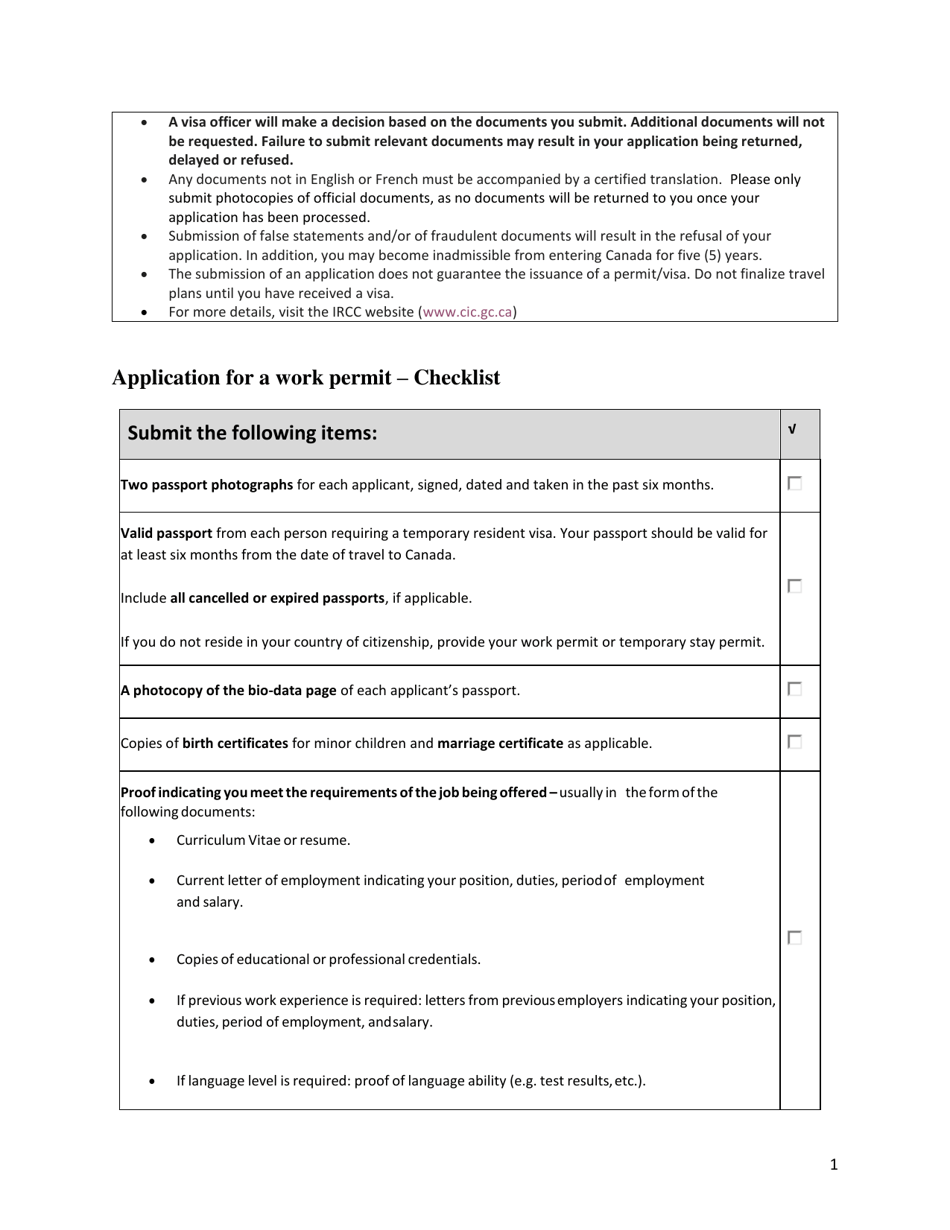Form IMM5903 Application for a Work Permit - Checklist - Buenos Aires - Canada (English / Spanish), Page 2