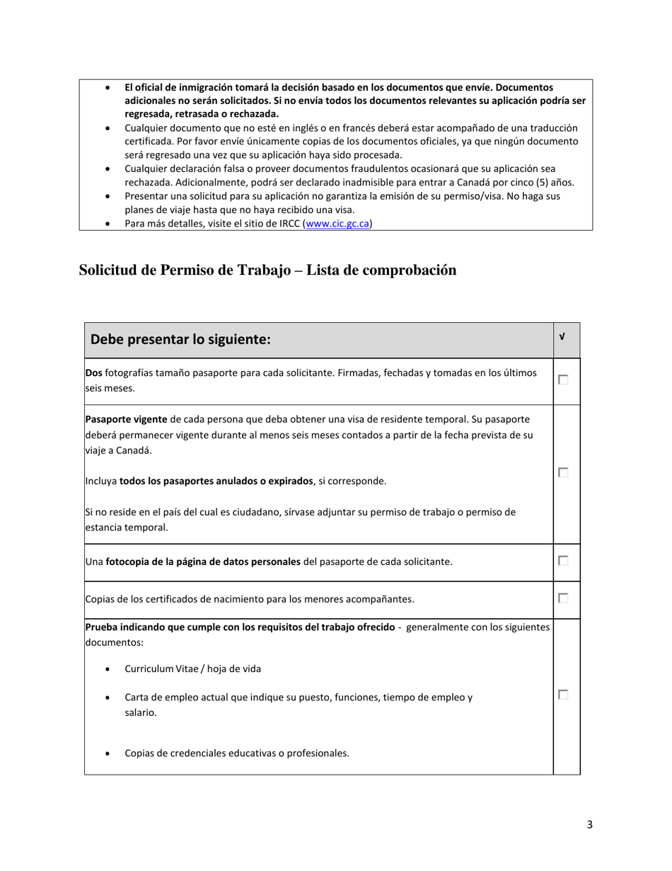 Form IMM5903 Application for a Work Permit - Checklist - Buenos Aires - Canada (English / Spanish), Page 4