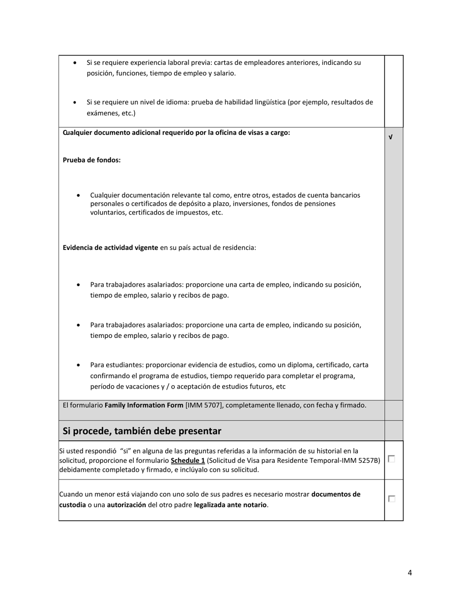 Form IMM5903 Application for a Work Permit - Checklist - Buenos Aires - Canada (English / Spanish), Page 5