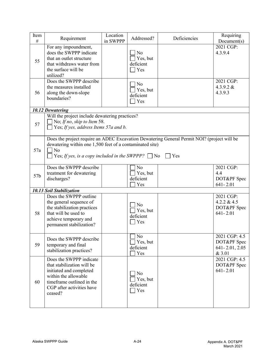 Appendix A Storm Water Pollution Prevention Plan Review Checklist - Alaska, Page 14