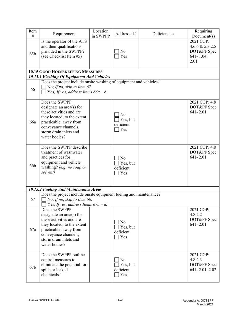 Alaska Storm Water Pollution Prevention Plan Review Checklist - Fill ...