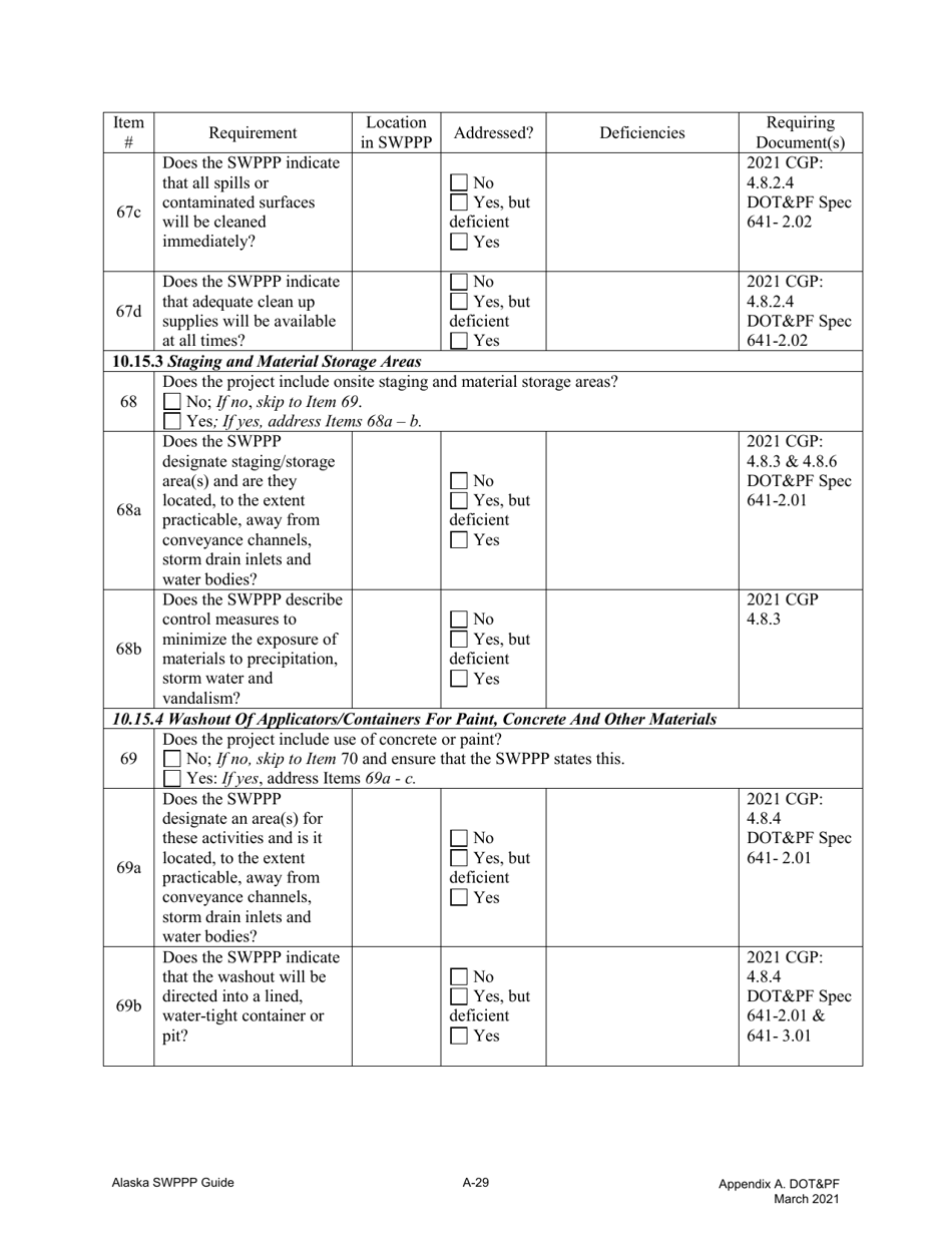 Appendix A Storm Water Pollution Prevention Plan Review Checklist - Alaska, Page 19