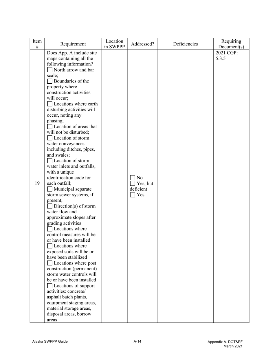 Appendix A Storm Water Pollution Prevention Plan Review Checklist - Alaska, Page 4