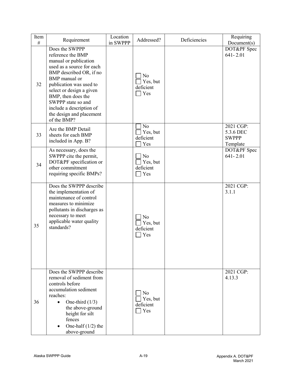Appendix A Storm Water Pollution Prevention Plan Review Checklist - Alaska, Page 9