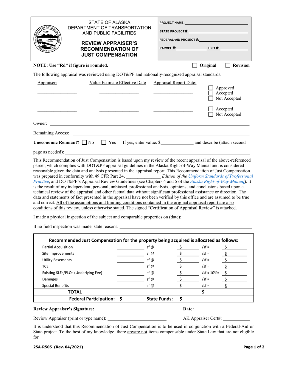 25a Form.pdf Form 25A-R505 Download Printable PDF or Fill Online Review Appraiser's ...