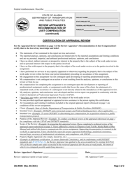 Form 25A-R505 Review Appraiser&#039;s Recommendation of Just Compensation - Alaska, Page 2