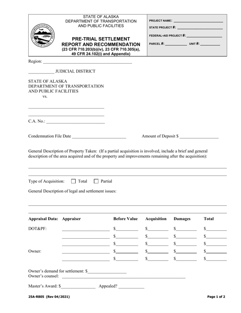 Form 25A-R805  Printable Pdf