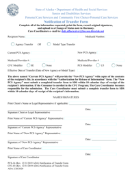 Document preview: Form PCS-16 (CFC-03) Notification of Transfer Form - Alaska