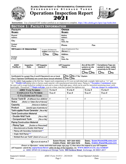 ADEC Form 18-0511 2021 Printable Pdf