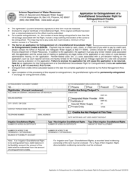 Document preview: Application for Extinguishment of a Grandfathered Groundwater Right for Extinguishment Credits - Arizona