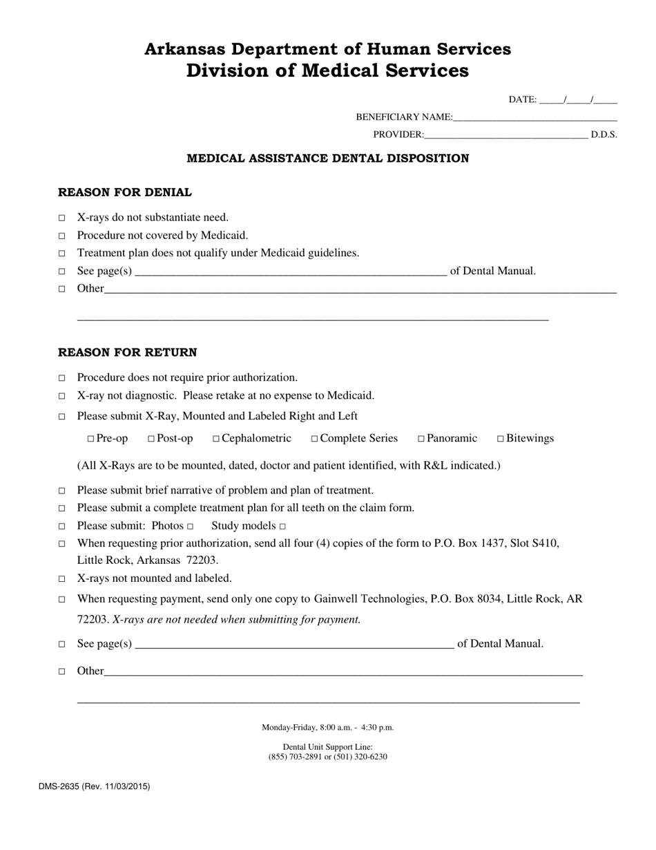 Form DMS2635 Fill Out, Sign Online and Download Fillable PDF