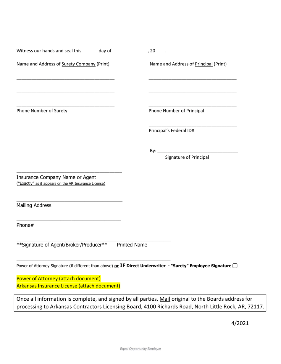 Arkansas Surety Bond in Lieu of Financial Statement - Arkansas, Page 3