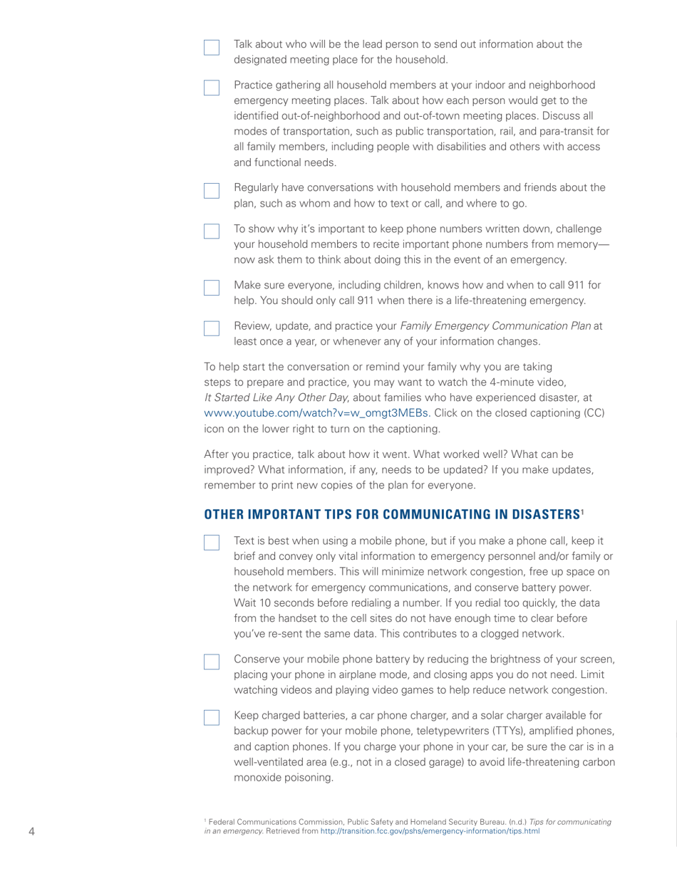 Create Your Family Emergency Communication Plan, Page 4