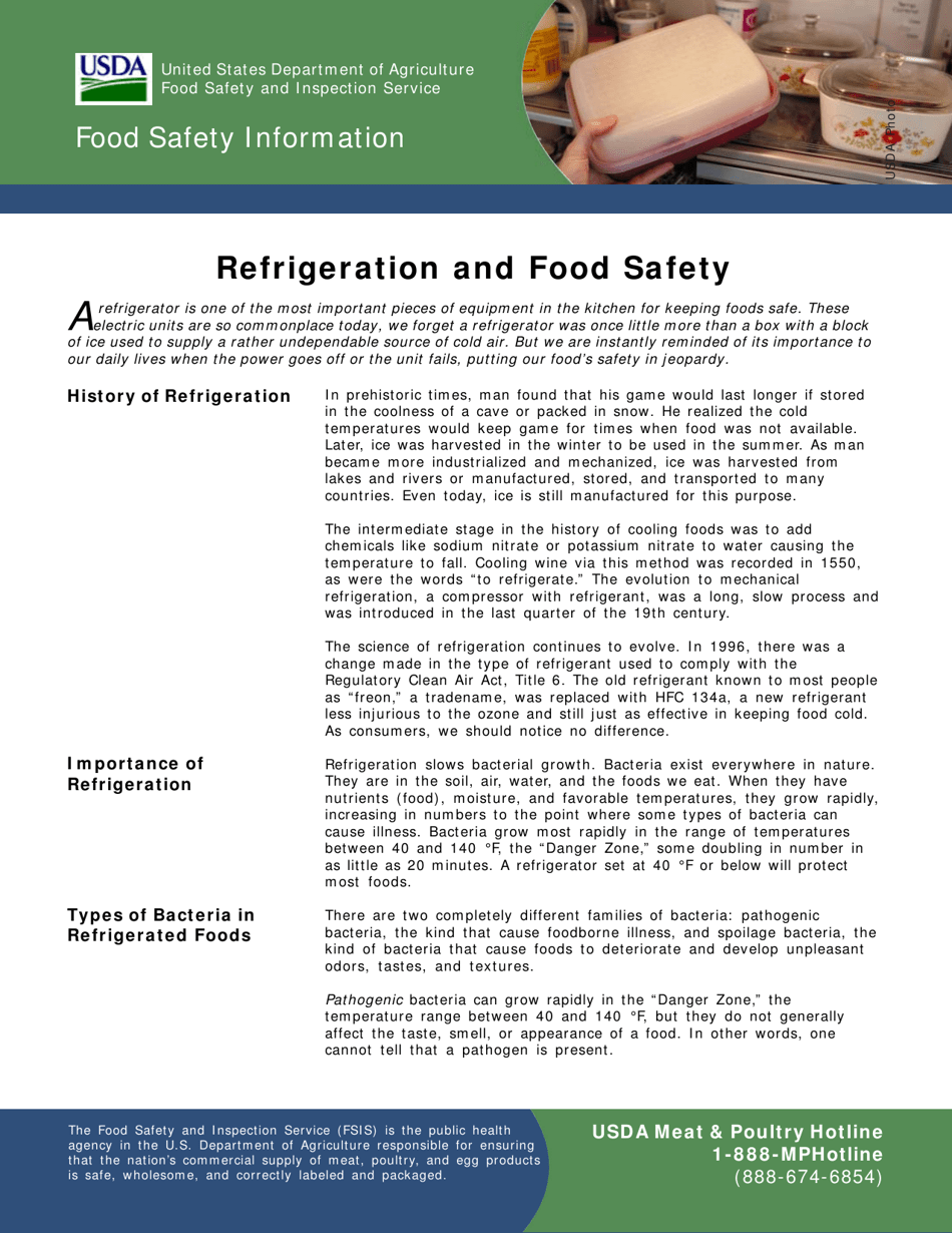 Food Safety Information: Refrigeration and Food Safety, Page 1