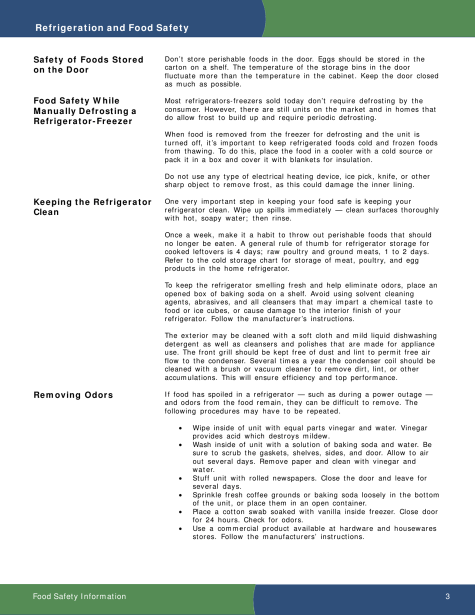 Food Safety Information: Refrigeration and Food Safety, Page 3