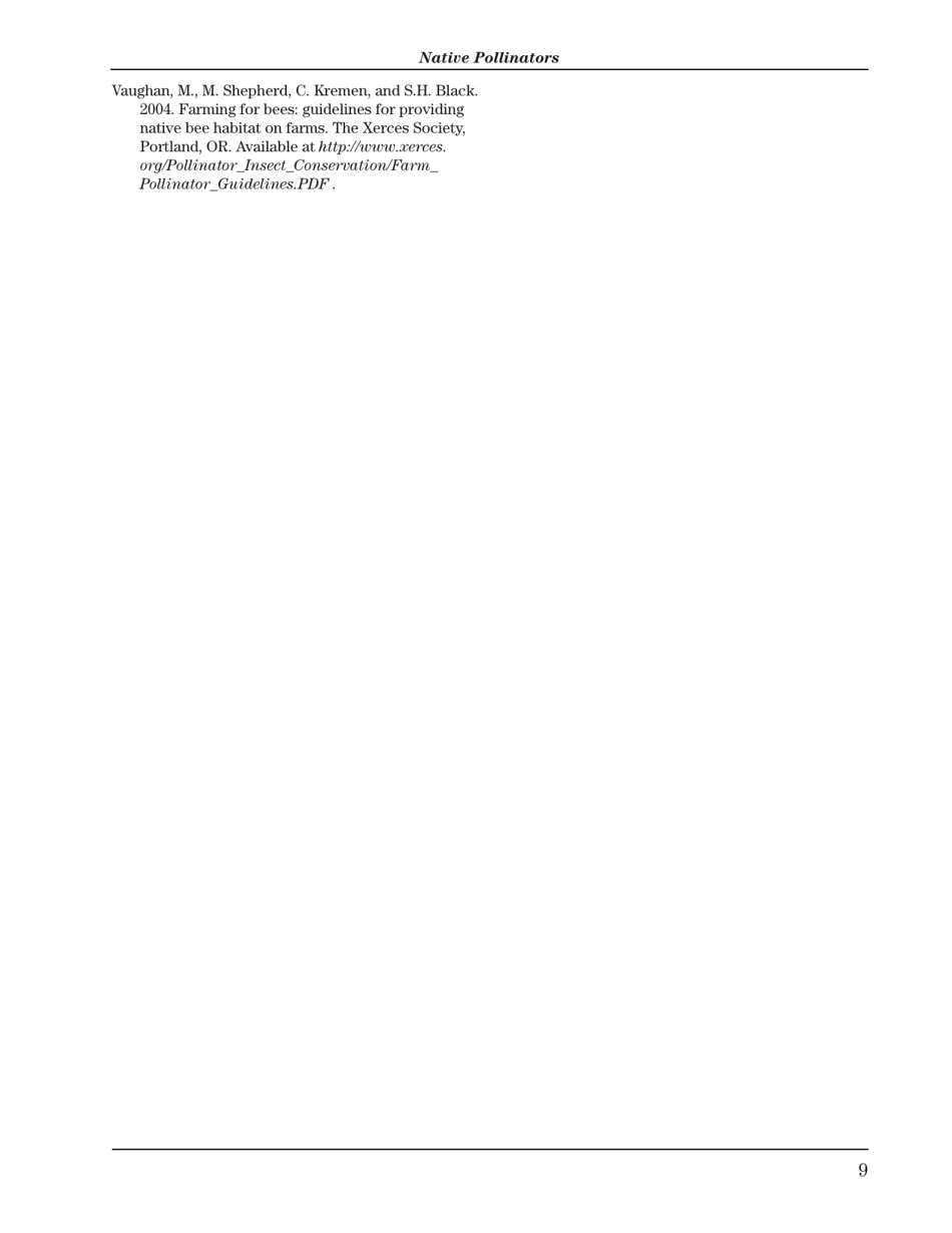 Fish and Wildlife Habitat Management Leaflet Number 34: Native Pollinators, Page 9