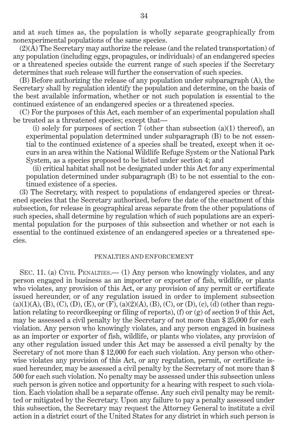 Endangered Species Act of 1973 as Amended Through the 108th Congress, Page 36