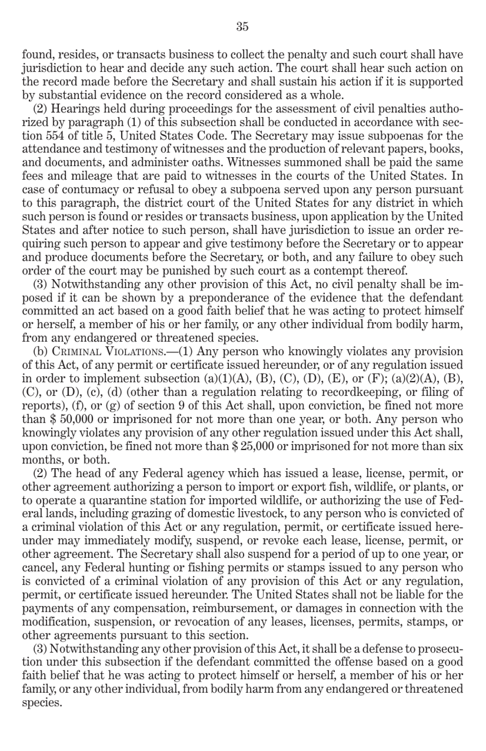 Endangered Species Act of 1973 as Amended Through the 108th Congress, Page 37