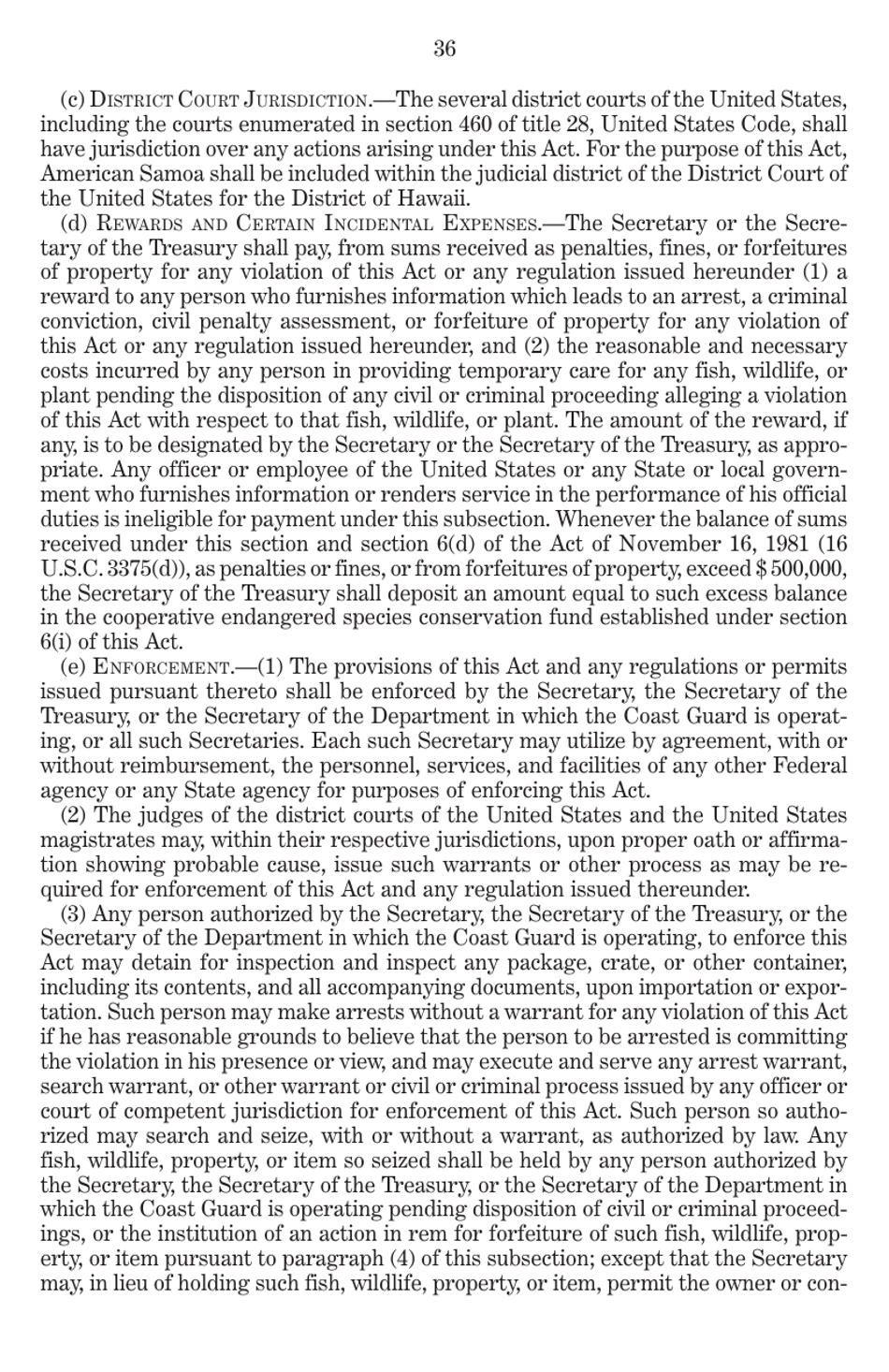 Endangered Species Act of 1973 as Amended Through the 108th Congress, Page 38