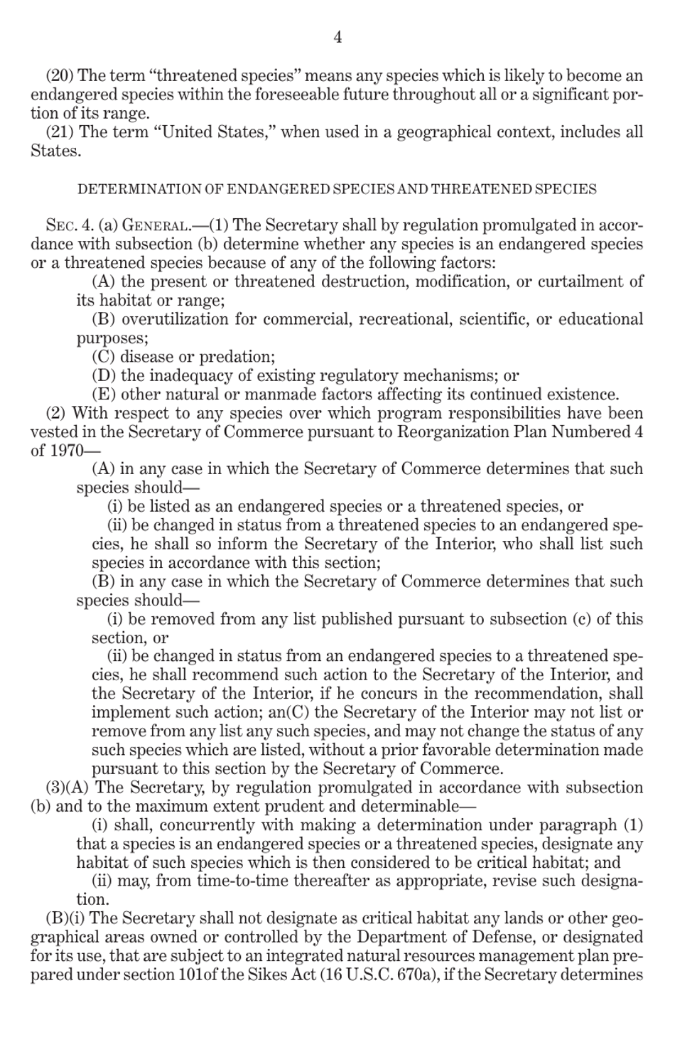 Endangered Species Act of 1973 as Amended Through the 108th Congress, Page 6