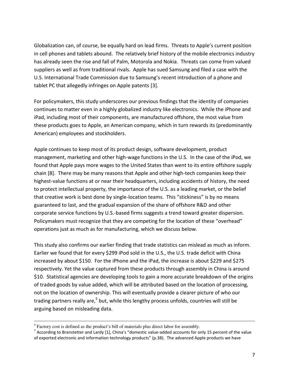 Capturing Value in Global Networks: Apples Ipad and Iphone - Kenneth L. Kraemer, Greg Linden and Jason Dedrick, Page 7