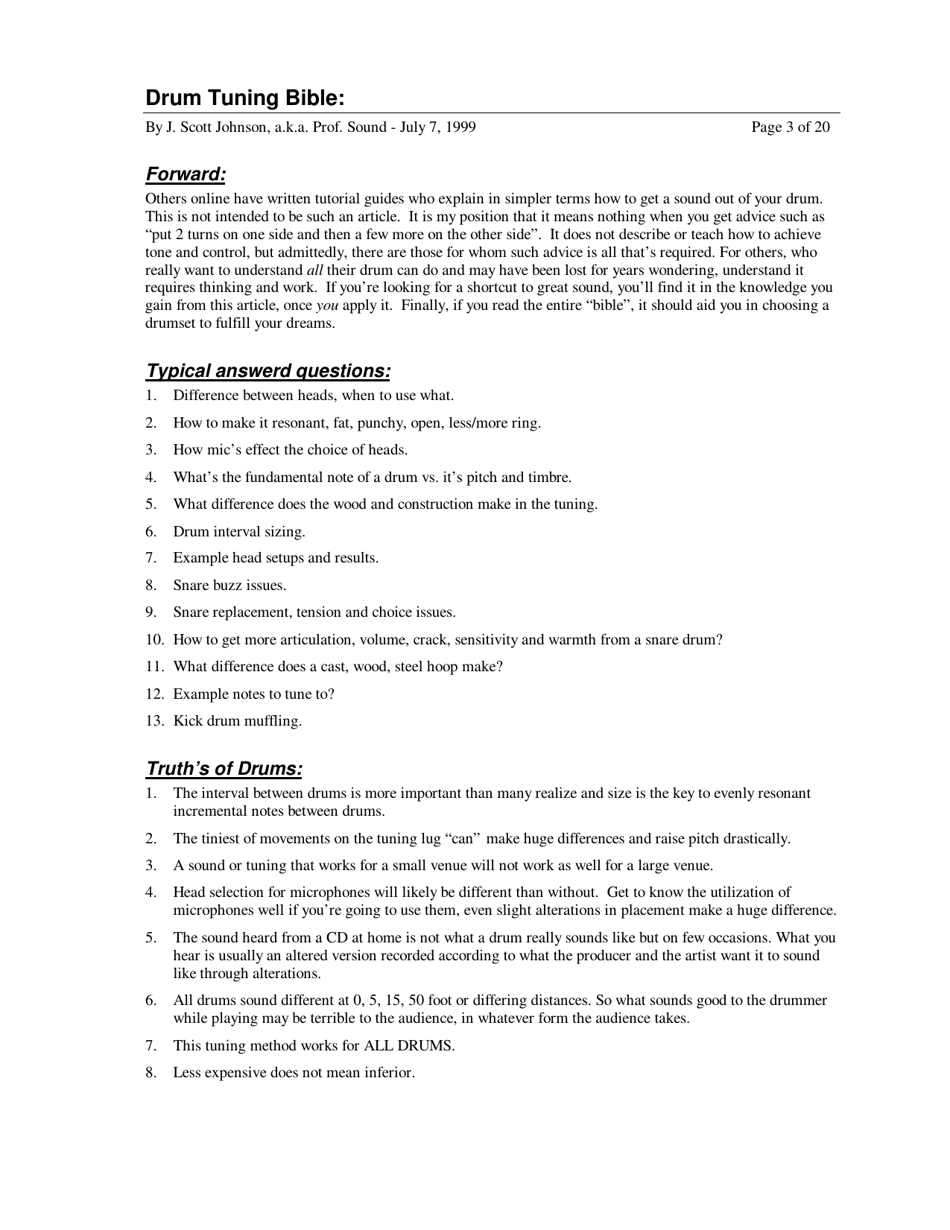 Drum Tuning Bible - J. Scott Johnson, a.k.a. Prof. Sound, Page 3