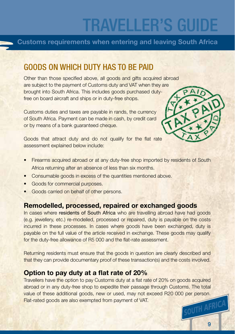Form Customs-G0001 Travellers Guide - South Africa, Page 11