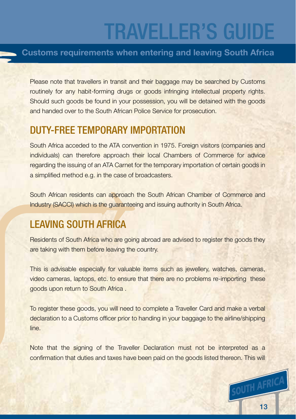 Form Customs-G0001 Travellers Guide - South Africa, Page 15