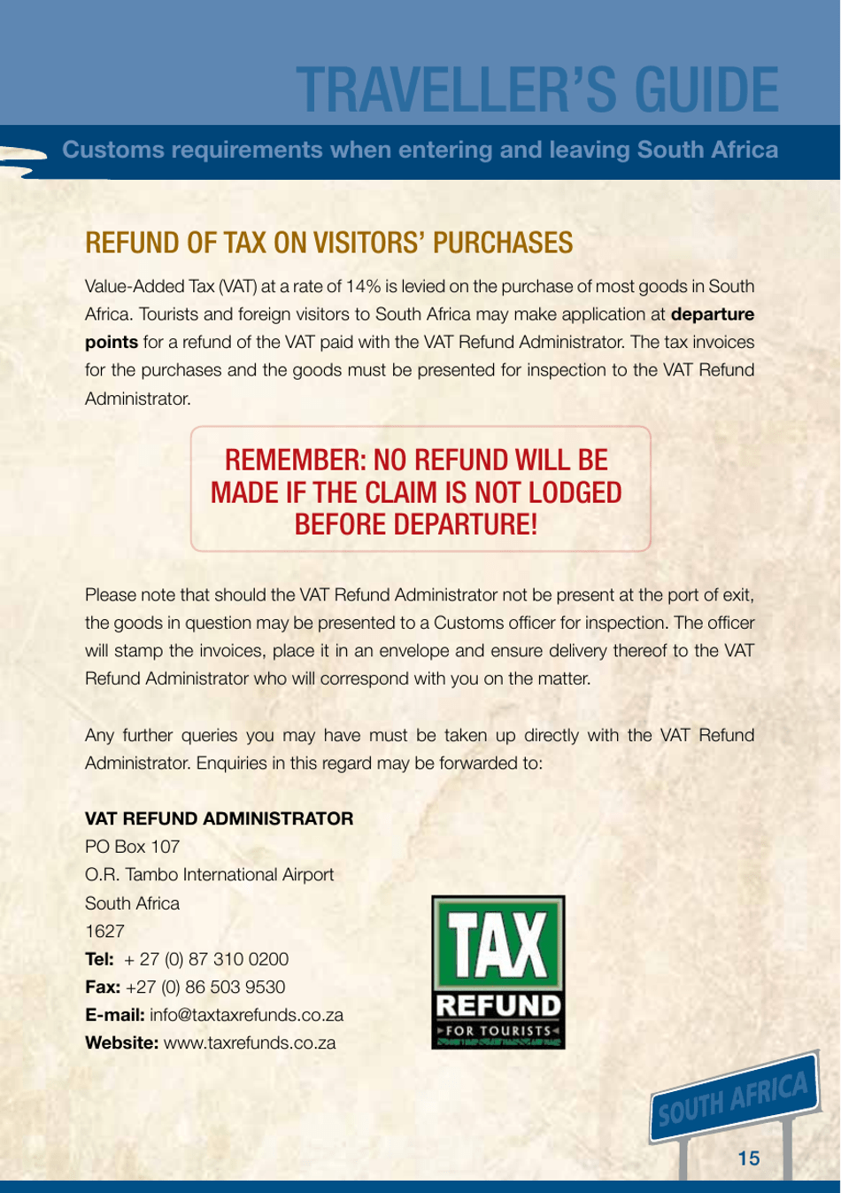 Form Customs-G0001 Travellers Guide - South Africa, Page 17