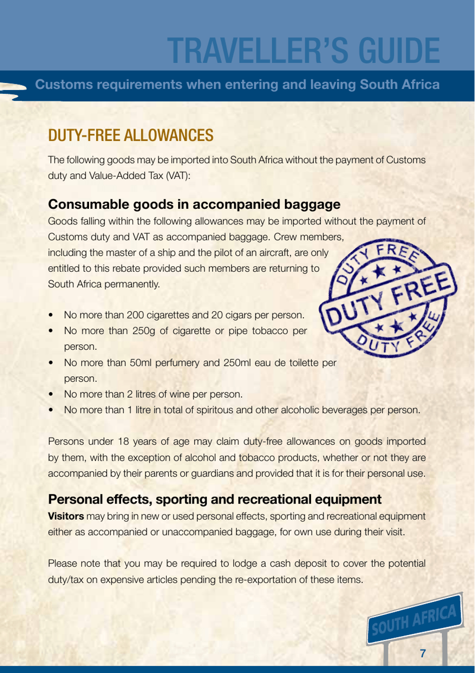 Form Customs-G0001 Travellers Guide - South Africa, Page 9