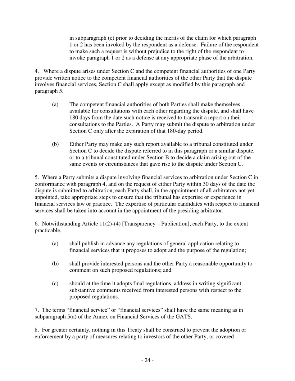U.S. Model Bilateral Investment Treaty, Page 24