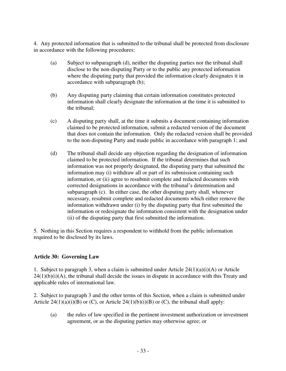 U.S. Model Bilateral Investment Treaty, Page 33