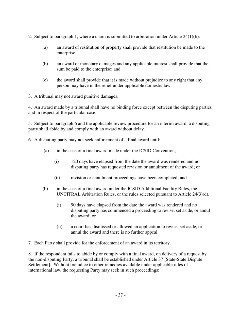 U.S. Model Bilateral Investment Treaty, Page 37