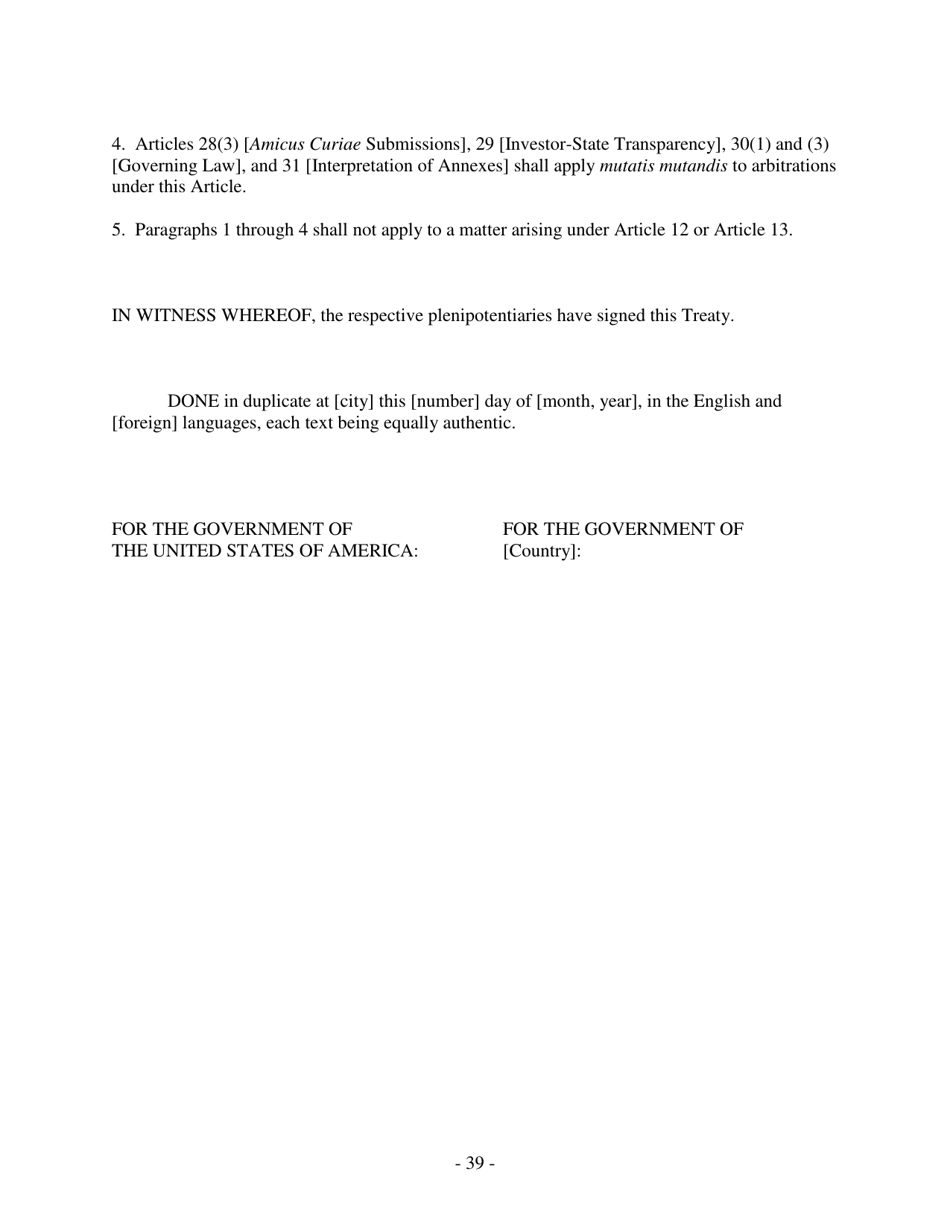 U.S. Model Bilateral Investment Treaty, Page 39