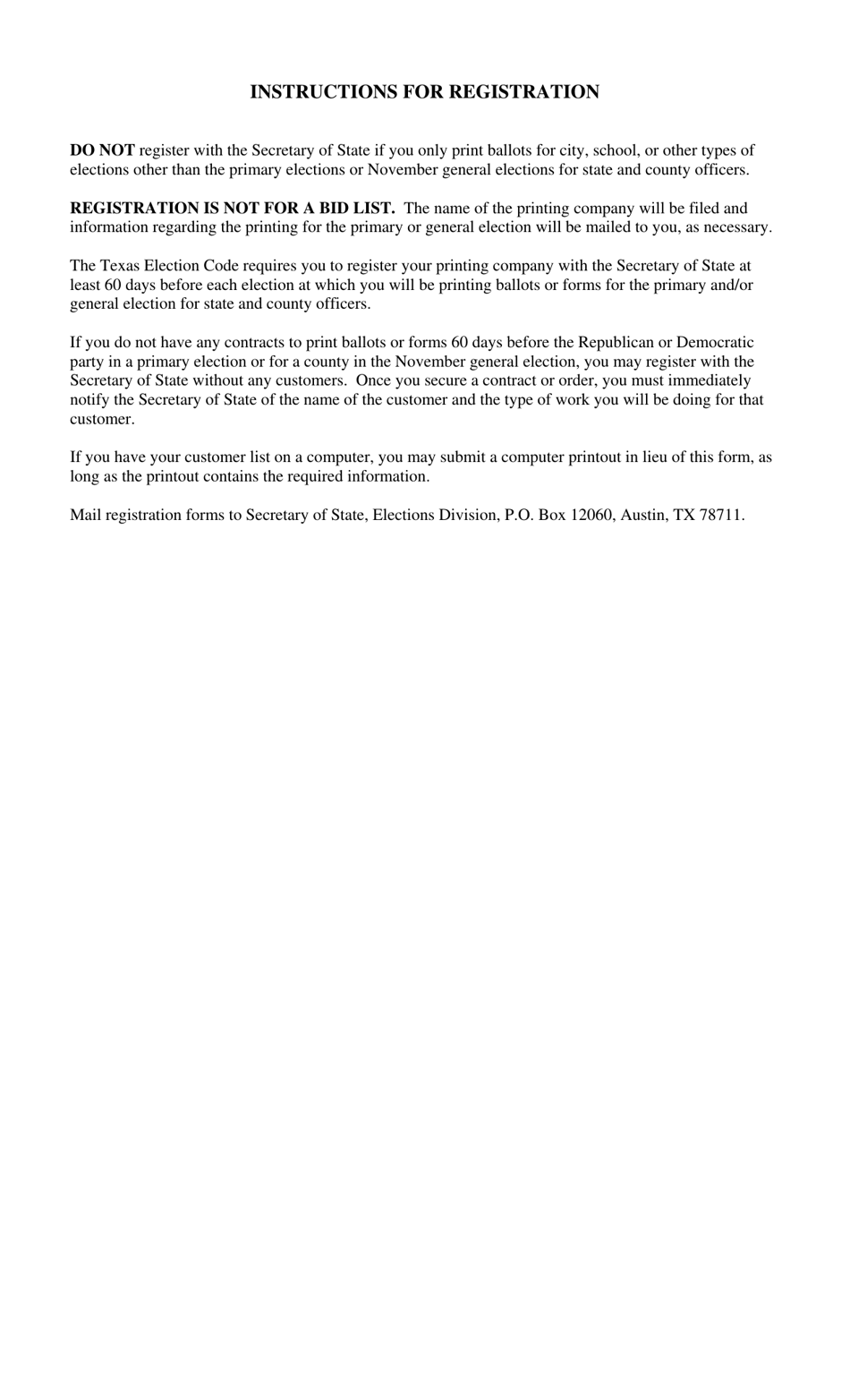 Form AW3-1 Registration of Printers / Vendors - Texas, Page 3