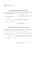 Document preview: Form AW3-2 Notice of Drawing for Place on Ballot - Texas (English/Spanish)