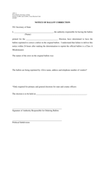 Document preview: Form AW3-4 Notice of Ballot Correction - Texas