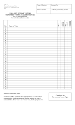 Document preview: Form AW5-41 Poll List of Mail Voters or Voters Voting Mail Procedure (For Use in All Primary and November General Elections Only) - Texas
