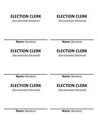 Document preview: Name Badge for Election Clerks - Texas (English/Spanish)
