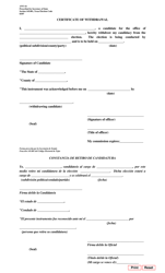 Document preview: Form AW3-16 Certificate of Withdrawal - Texas (English/Spanish)